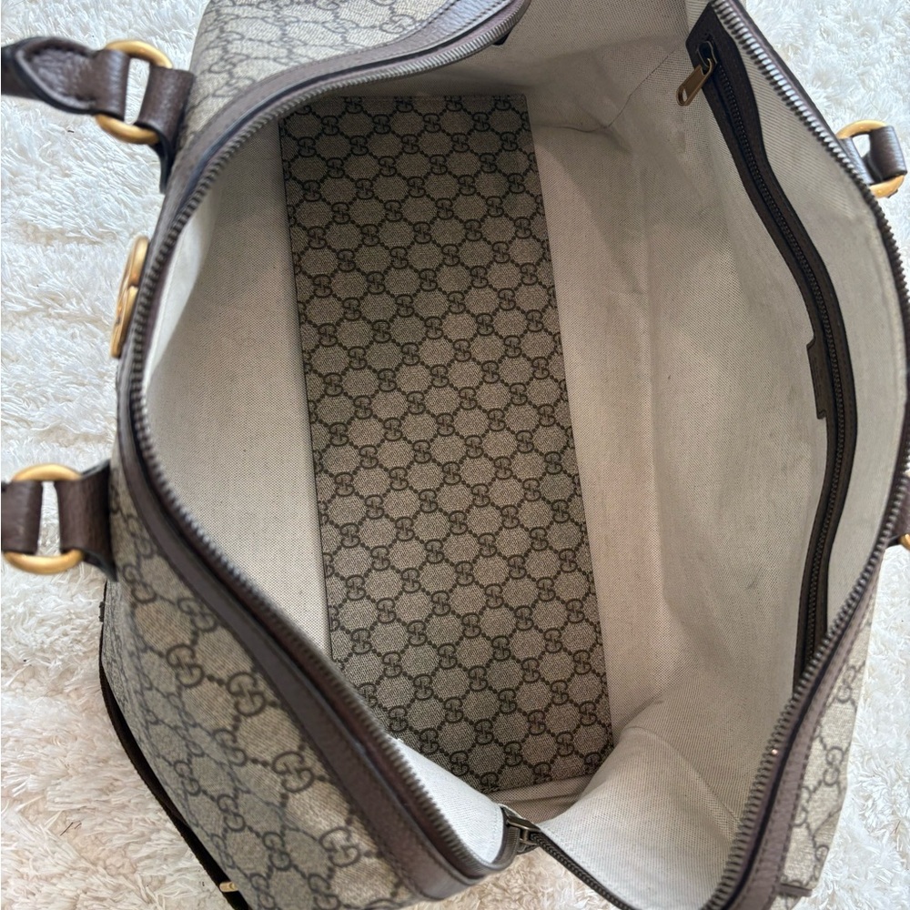Gucci Duffle Bag - Gucci Beige and Brown Monogram Duffel Bag - Picture 9 of 10